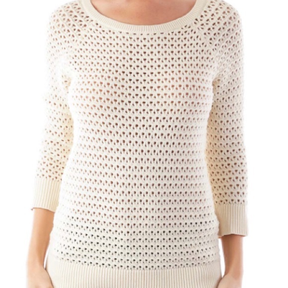 LOFT Sweaters - ANN TAYLOR LOFT Beige Chunky Knit Net Sweater SMALL